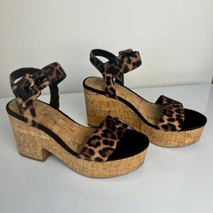 Next Leopard Print Cork Chunky Platform Sandals • Size 7.5